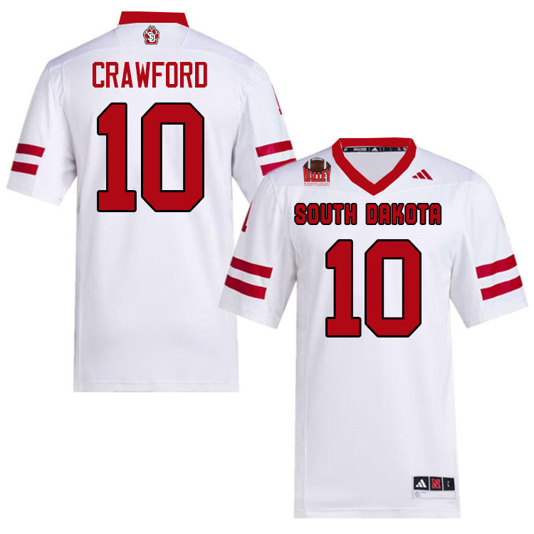 South Dakota Coyotes #10 Caden Crawford College Football Jerseys,Uniforms-White